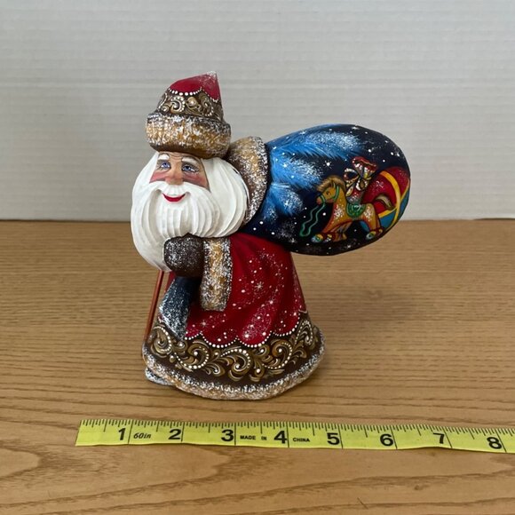 G.DeBrekht Happy traveler Santa Wood Hand Carved Painted Signed Christmas Decor - Picture 11 of 11